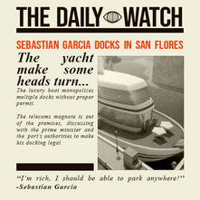 Newspaper featuring the Yacht&#39;s arrival